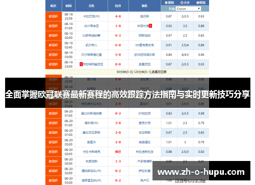全面掌握欧冠联赛最新赛程的高效跟踪方法指南与实时更新技巧分享